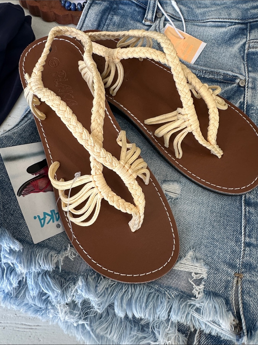 Braided Cream Strap Sandals for Women - Stylish Summer Flip Flops